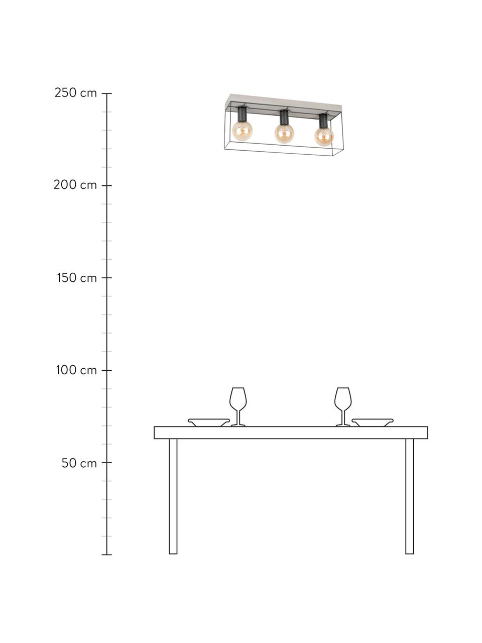 Plafondlamp Gretter van beton, Baldakijn: beton, Wit, zwart, 55 x 23 cm