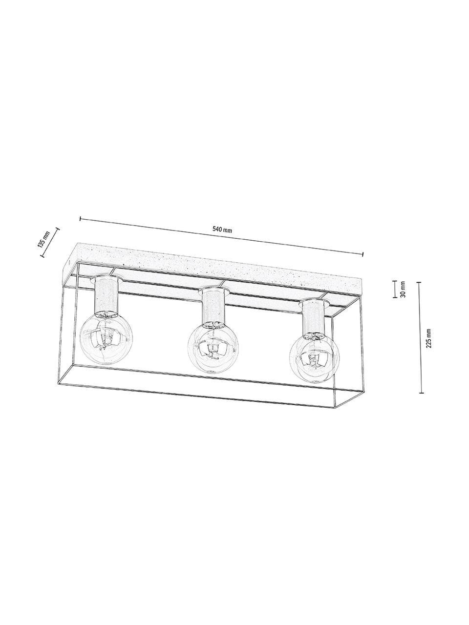 Faretti da soffitto in cemento Gretter, Struttura: metallo, Baldacchino: cemento, Grigio, nero, Larg. 55 x Alt. 23 cm