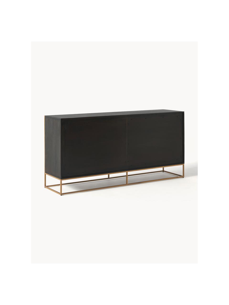 Credenza in legno massiccio di mango con ante Harry, Legno di mango, dorato, Larg. 175 x Alt. 85 cm