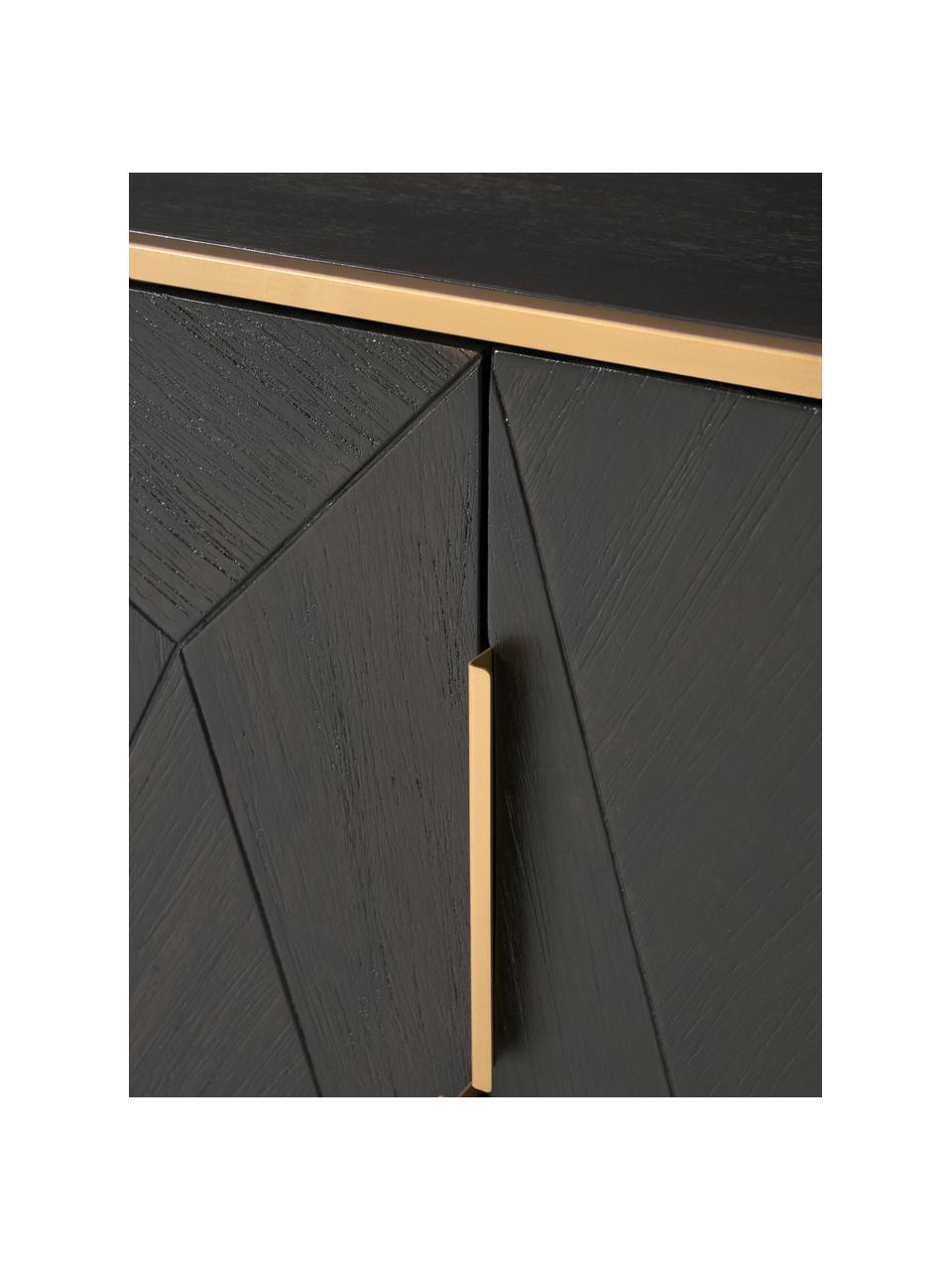Credenza in legno massiccio di mango con ante Harry, Legno di mango, dorato, Larg. 175 x Alt. 85 cm