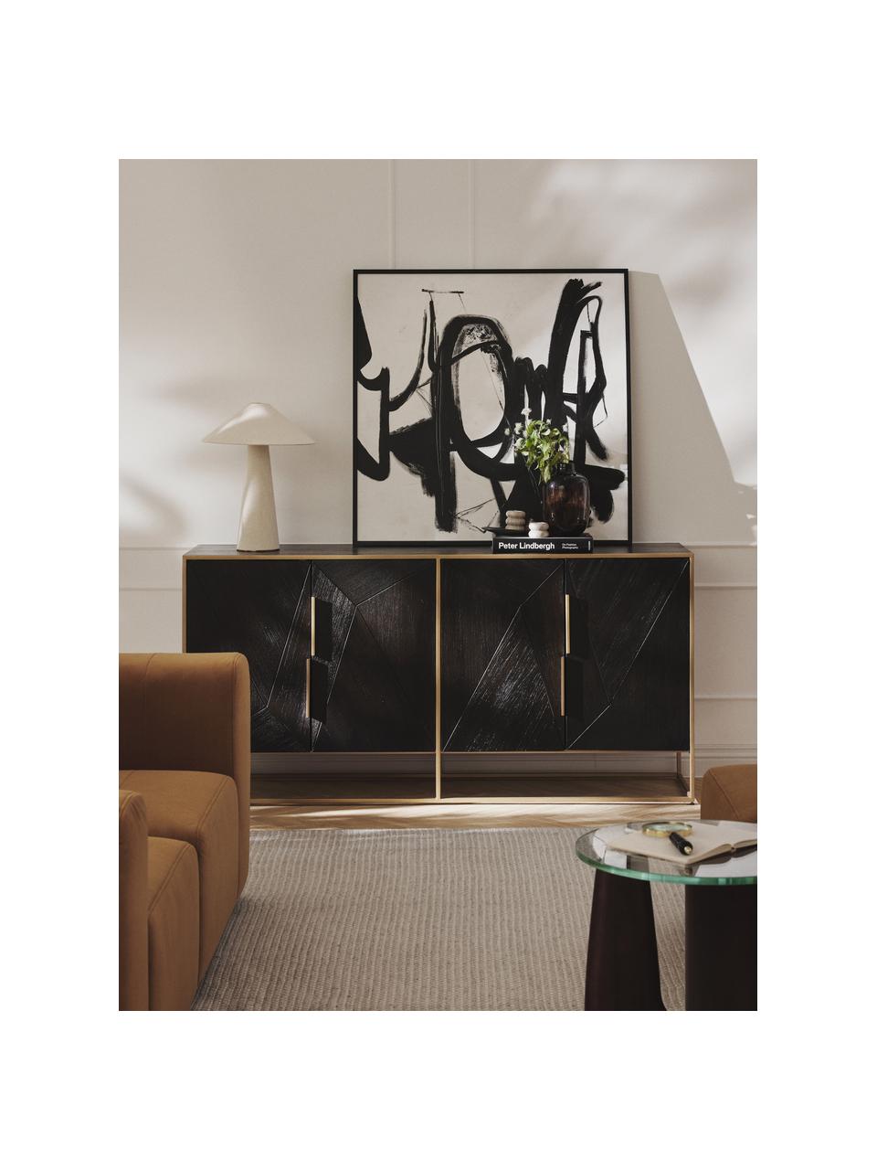 Sideboard Harry aus massivem Mangoholz, Korpus: Massives Mangoholz, lacki, Mangoholz, Goldfarben, B 175 x H 85 cm