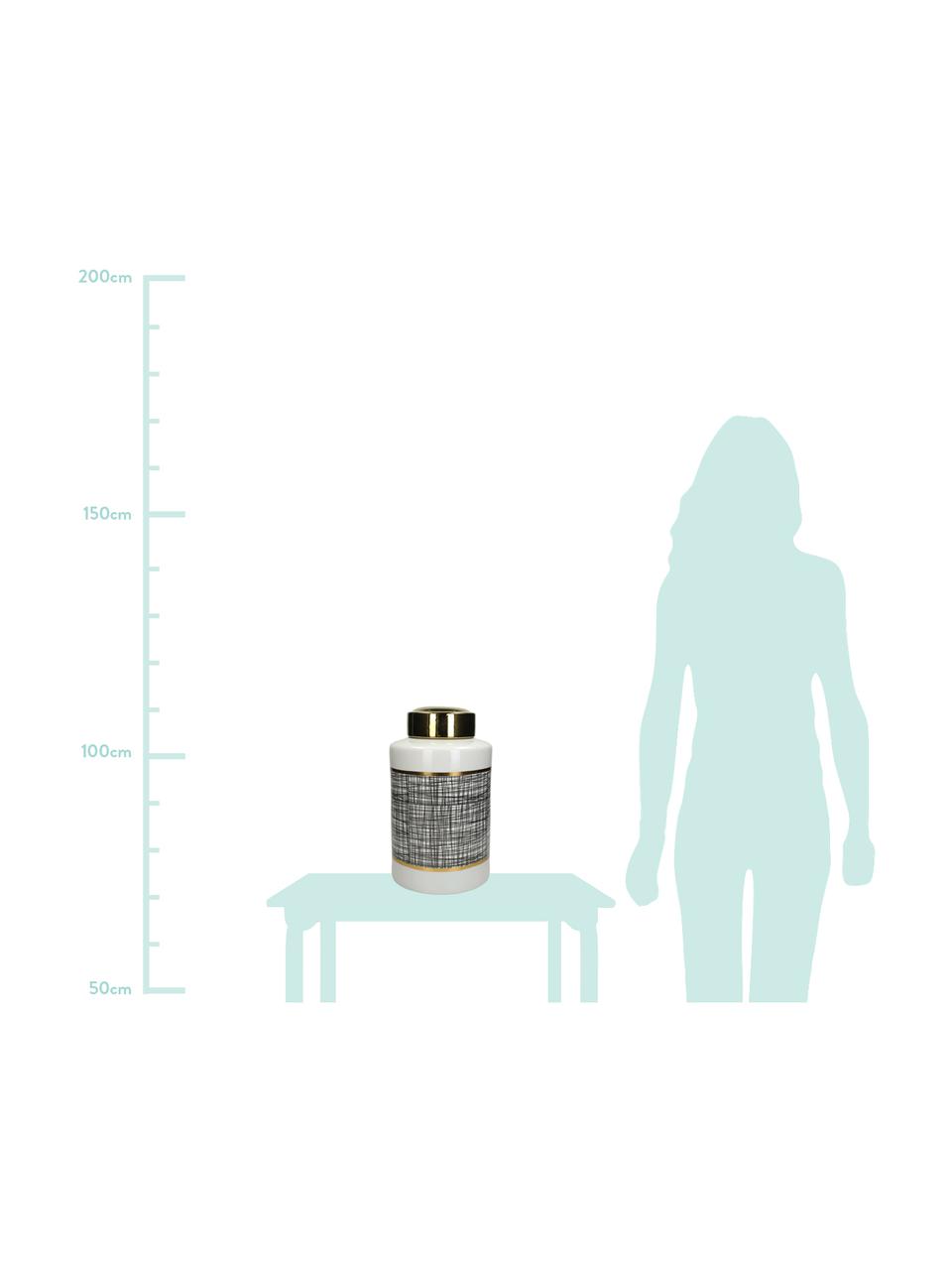 Aufbewahrungsdose Lines, Porzellan, Schwarz, Weiß, Goldfarben, Ø 20 x H 40 cm