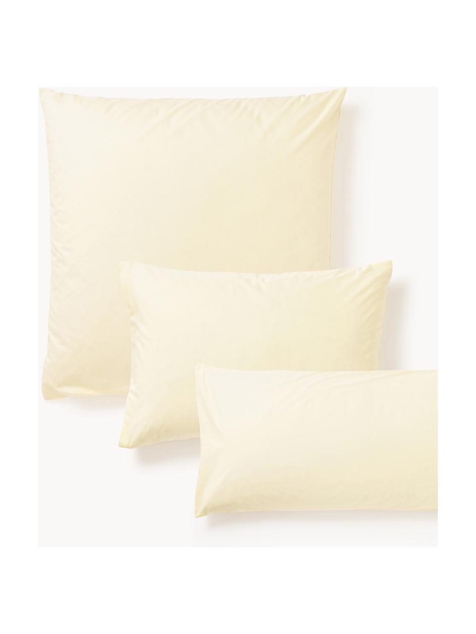 Taie d'oreiller en percale de coton Elsie, Jaune pâle, larg. 50 x long. 70 cm