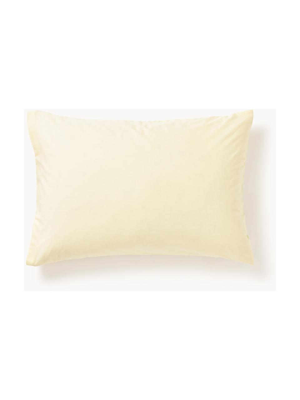 Taie d'oreiller en percale de coton Elsie, Jaune pâle, larg. 50 x long. 70 cm