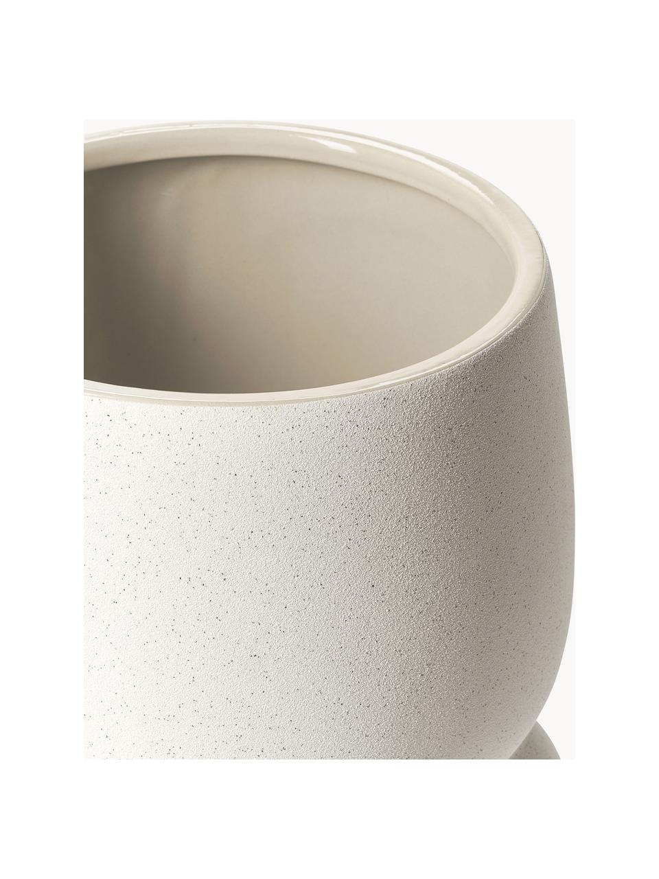 Cache-pot Olea, Grès cérame, Blanc cassé, Ø 25 x haut. 27 cm