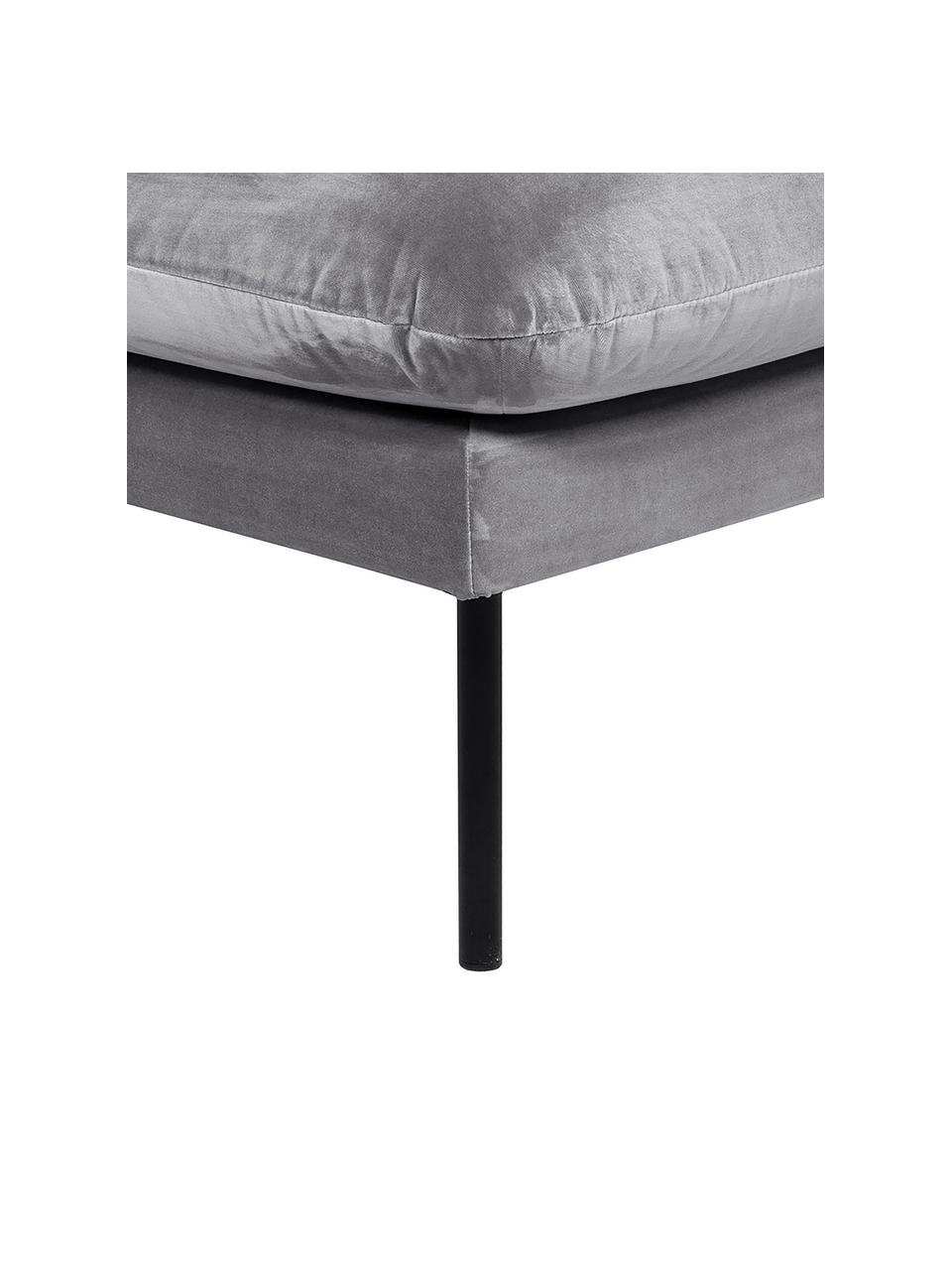 Reposapiés puf de terciopelo Moby, Tapizado: terciopelo (poliéster de , Estructura: madera de pino maciza, Patas: metal con pintura en polv, Terciopelo gris, An 78 x Al 48 cm