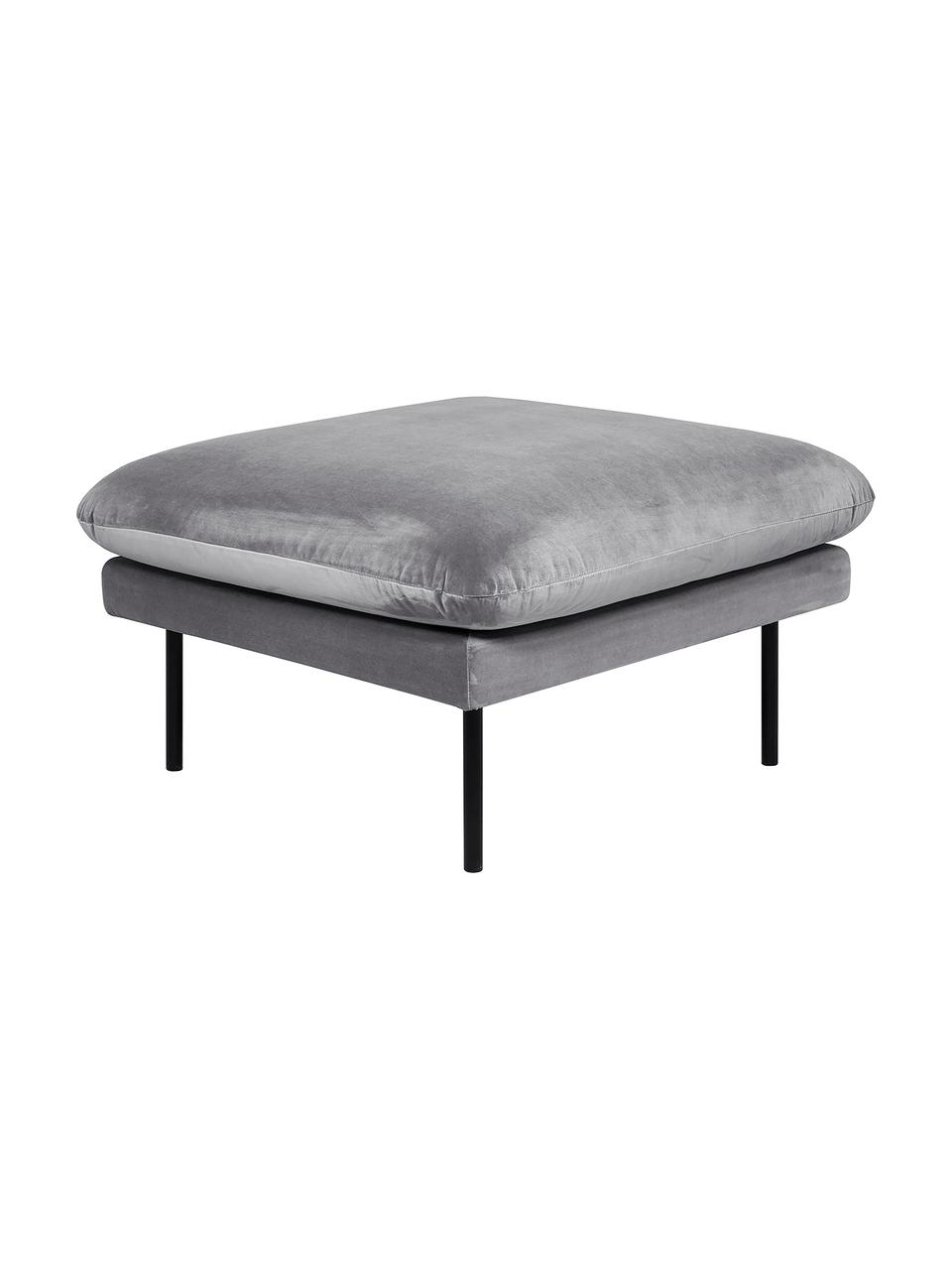 Reposapiés puf de terciopelo Moby, Tapizado: terciopelo (poliéster de , Estructura: madera de pino maciza, Patas: metal con pintura en polv, Terciopelo gris, An 78 x Al 48 cm