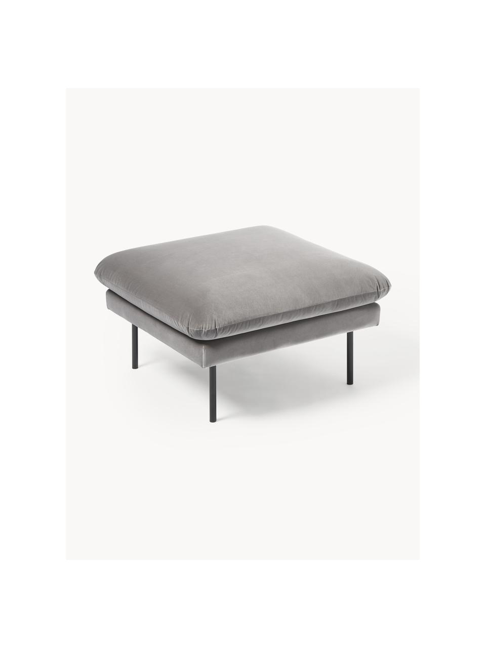 Reposapiés puf de terciopelo Moby, Tapizado: terciopelo (poliéster de , Estructura: madera de pino maciza, Patas: metal con pintura en polv, Terciopelo gris, An 78 x F 78 cm