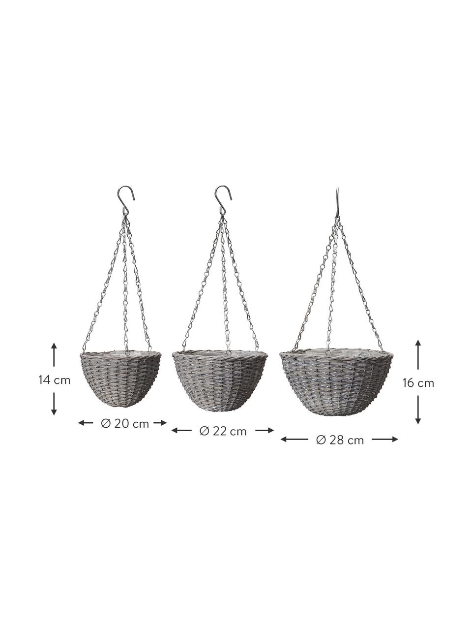 Hängendes Pflanzkorb-Set Minna, 3-tlg., Beige, Set mit verschiedenen Größen