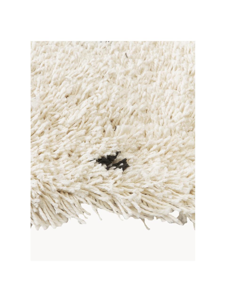 Alfombra redonda artesanal de pelo largo Ayana, 100% poliéster, Beige claro, negro, Ø 120 cm (Tamaño S)