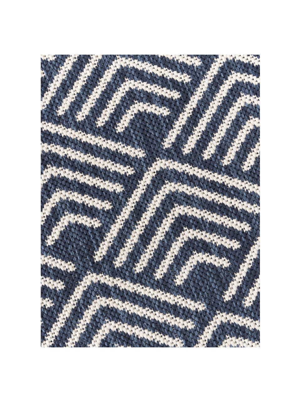 Tapis d'extérieur à poils ras Milano, Bleu foncé, blanc, larg. 80 x long. 150 cm