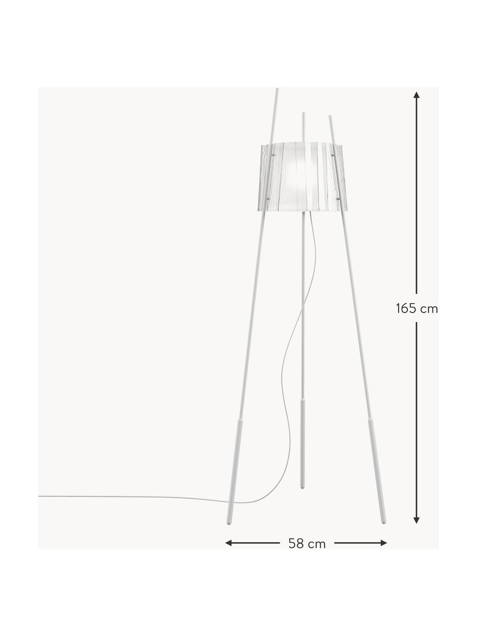 Lámpara de pie soplada artesanalmente regulable Tyla, Estructura: acero, Pantalla: vidrio soplado artesanalm, Cable: plástico, Blanco, Al 165 cm