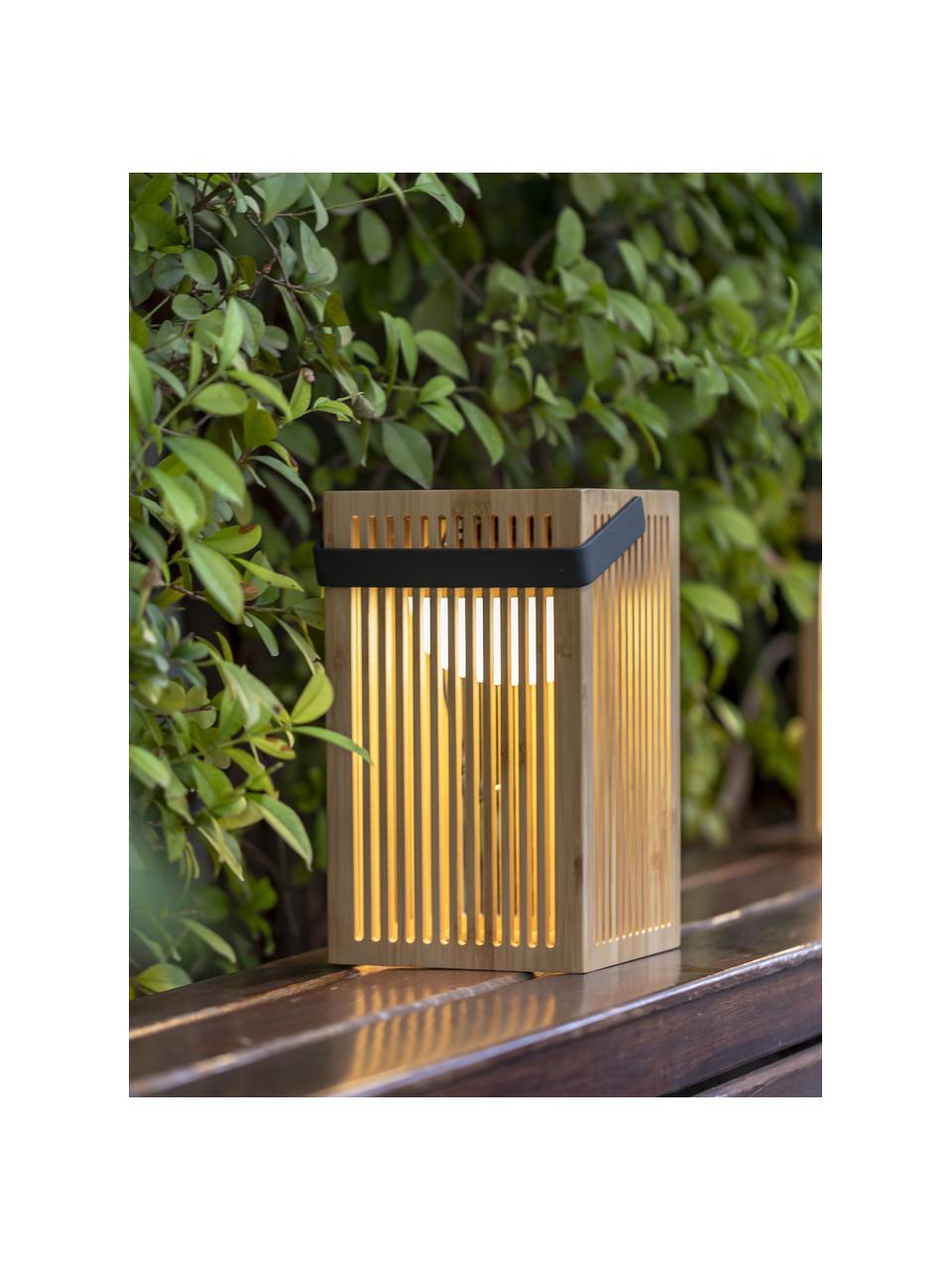 Lámpara solar para exterior LED regulable Okinawa, portátil, Pantalla: madera de bambú, Madera de bambú, An 15 x Al 24 cm