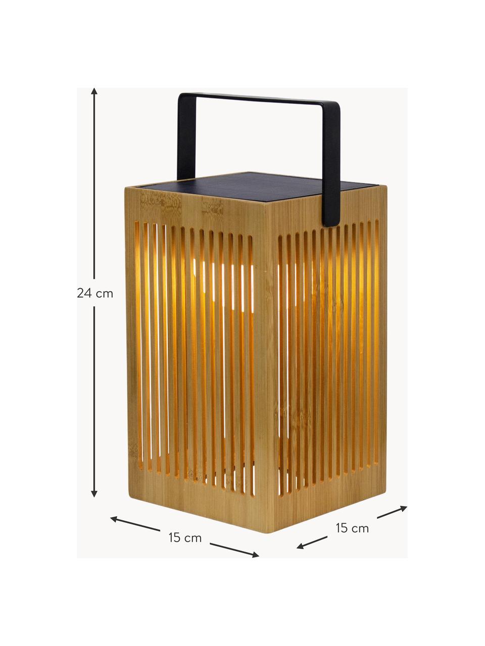 Solar LED-Außenleuchte Okinawa, dimmbar, Lampenschirm: Bambusholz, Griff: Metall, beschichtet, Bambusholz, B 15 x H 24 cm