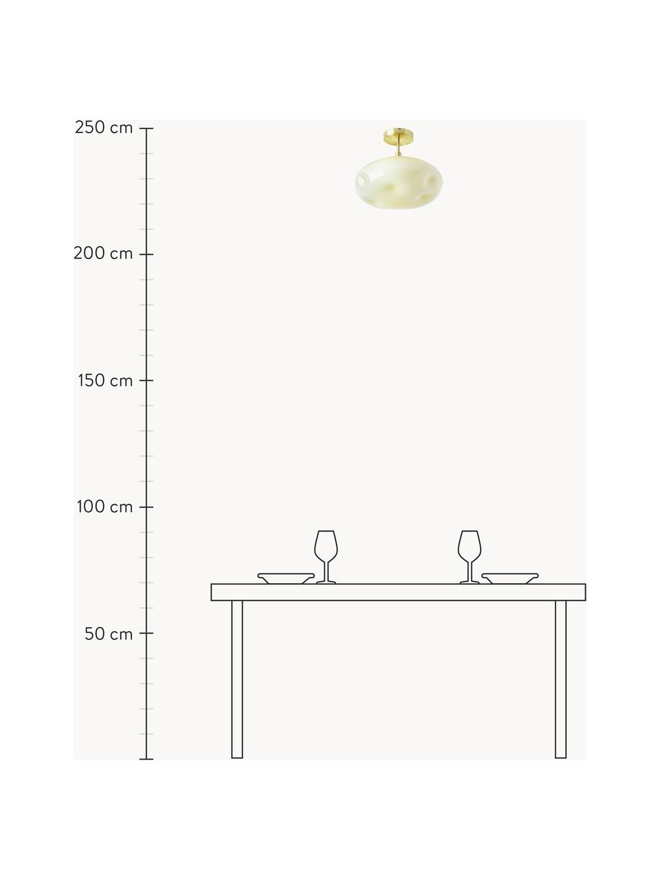 Plafondlamp Josie van opaalglas, Lampenkap: opaalglas, Crèmewit, goudkleurig, Ø 35 x H 31 cm