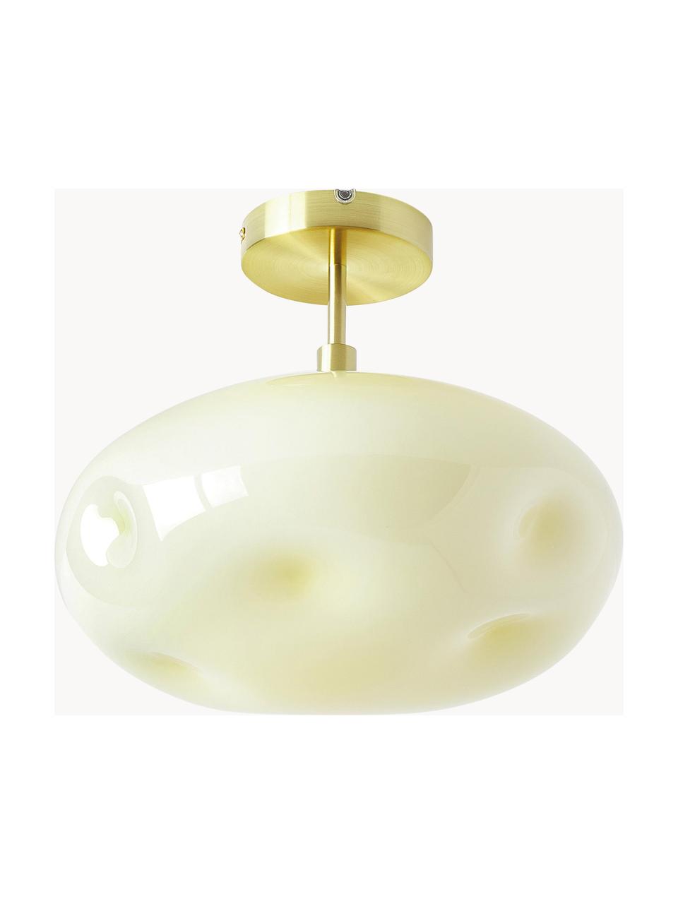 Plafondlamp Josie van opaalglas, Lampenkap: opaalglas, Crèmewit, goudkleurig, Ø 35 x H 31 cm