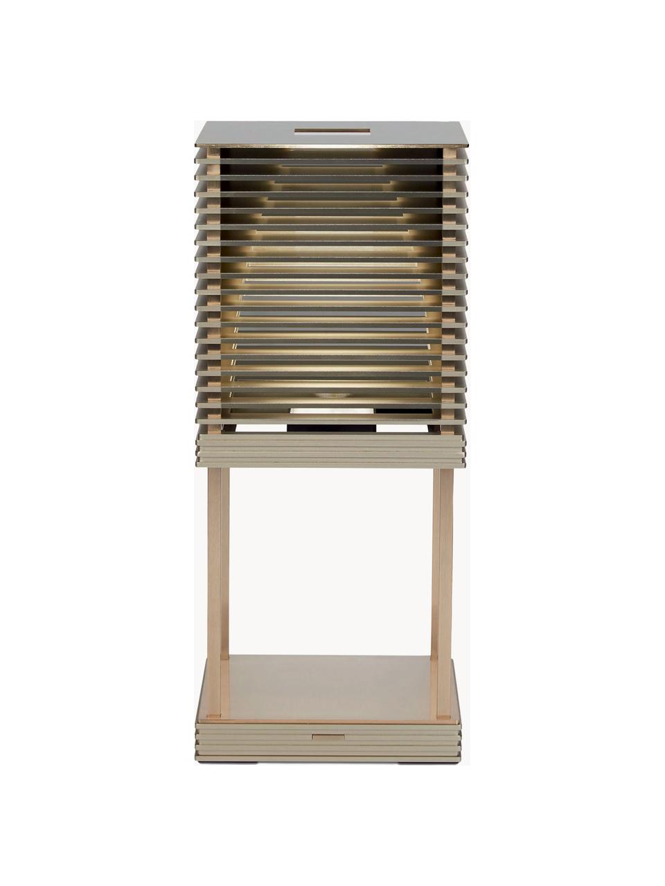 Lámpara de mesa grande LED regulable Miya, Pantalla: madera, Adornos: metal recubierto, Madera clara, dorado, An 20 x Al 46 cm
