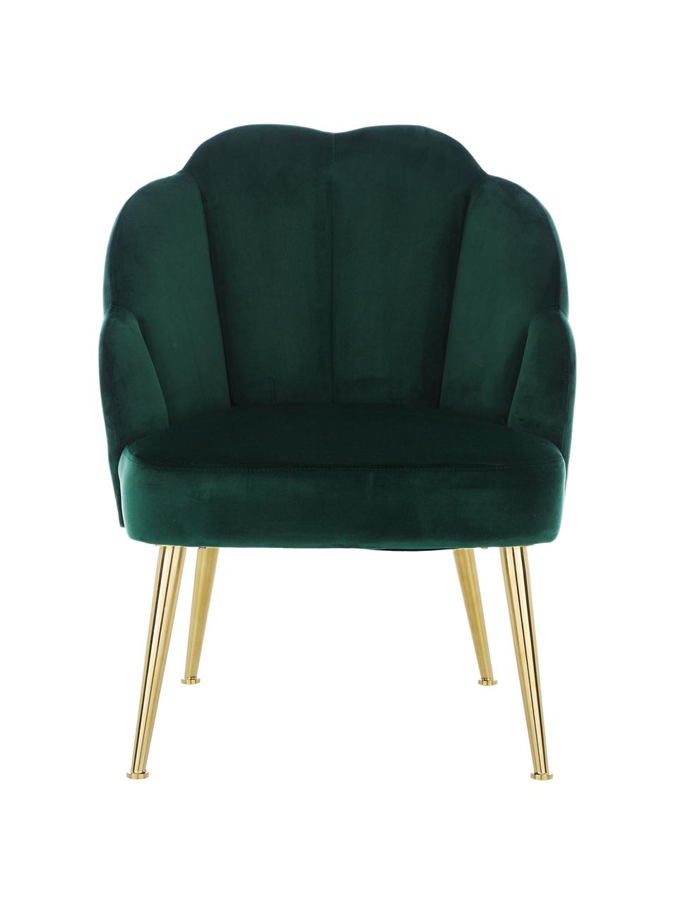 Poltrona in velluto Helle, Rivestimento: velluto (poliestere) Il r, Piedini: metallo verniciato a polv, Velluto verde scuro, Larg. 65 x Prof. 65 cm