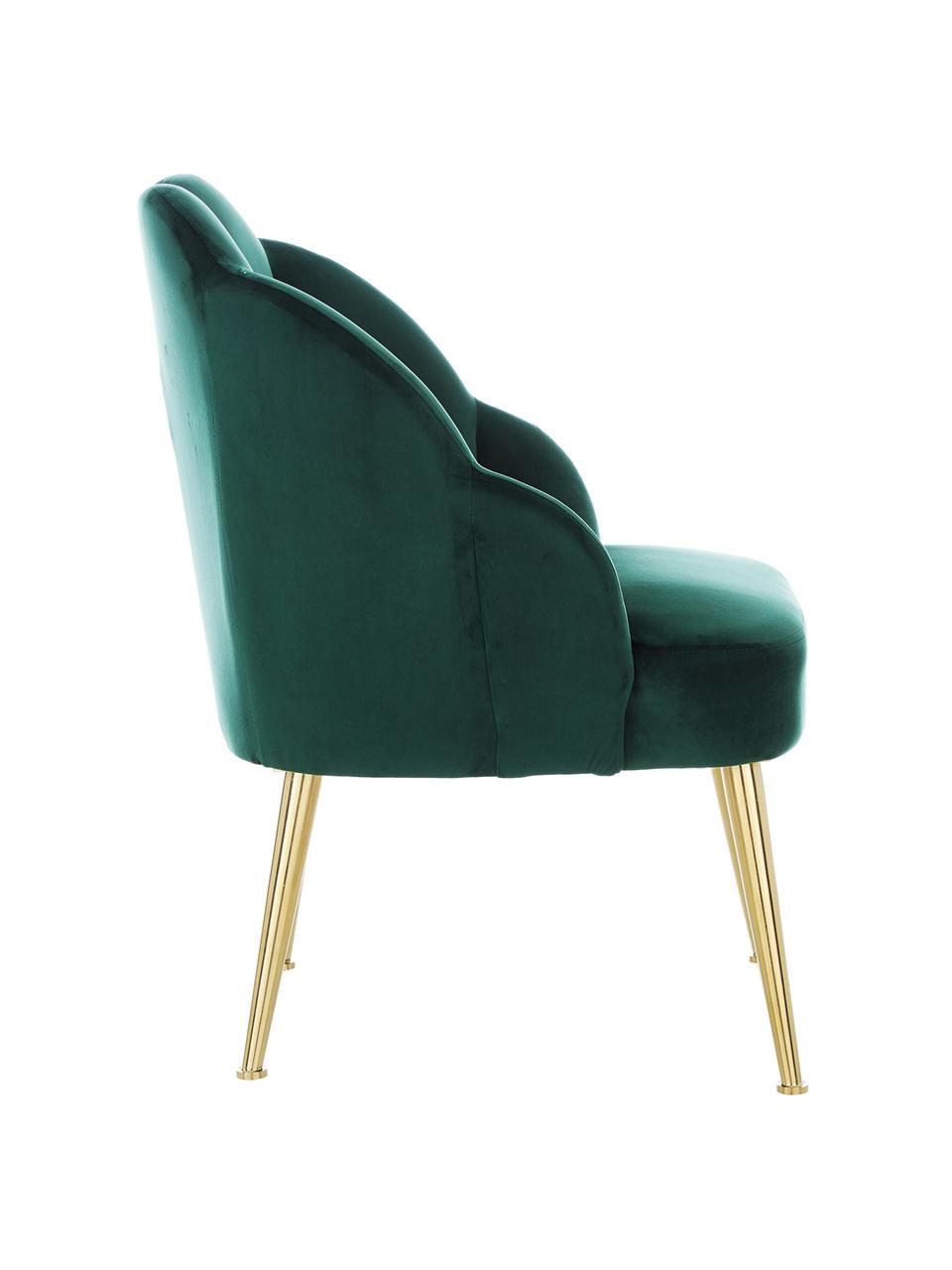 Fluwelen fauteuil Helle in groen, Bekleding: fluweel (polyester), Poten: gepoedercoat metaal, Donkergroen, B 65 x D 65 cm