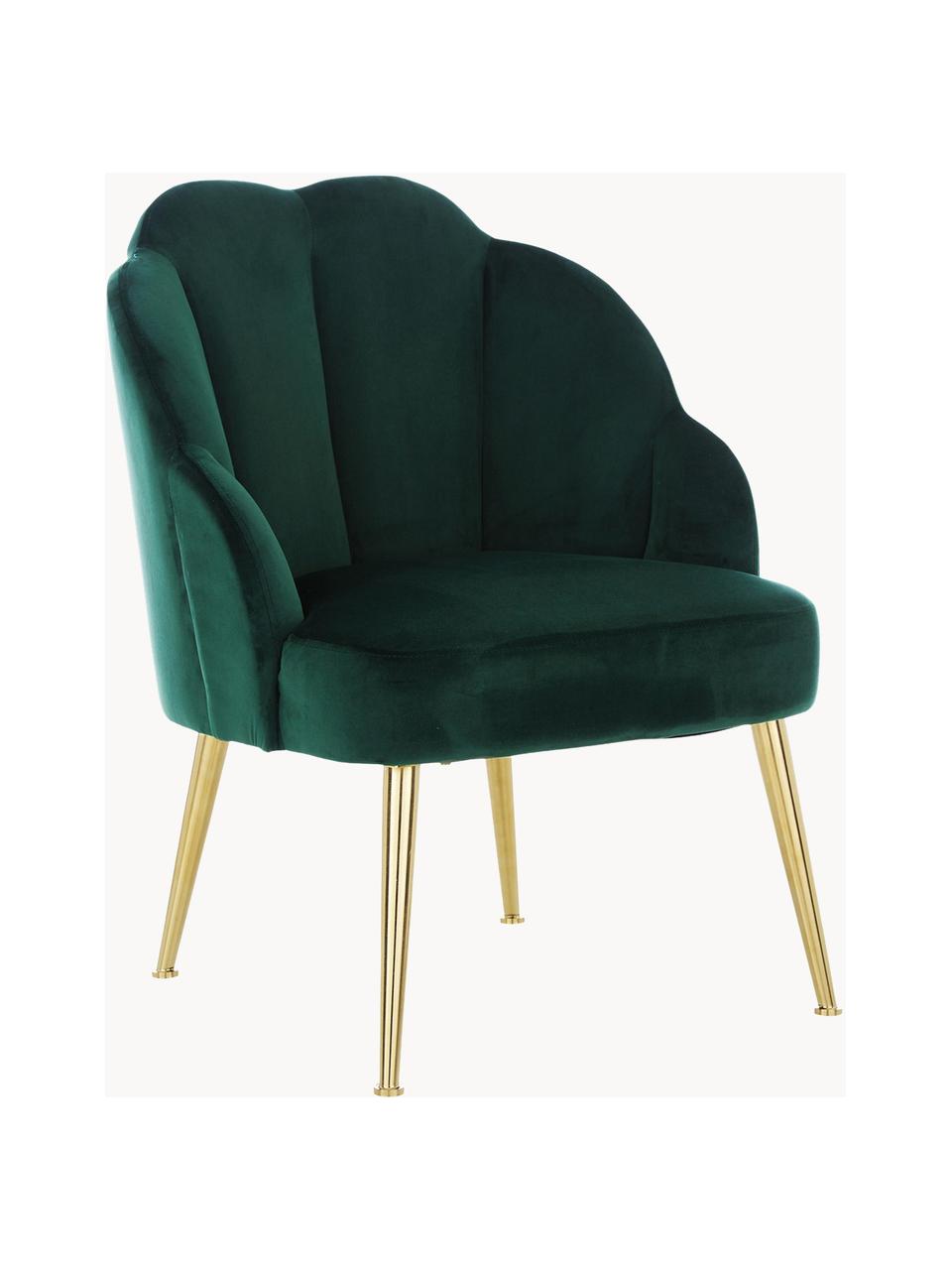 Fluwelen cocktailfauteuil Helle, Bekleding: fluweel (polyester) Met 3, Poten: gepoedercoat metaal, Fluweel donkergroen, B 65 x D 65 cm