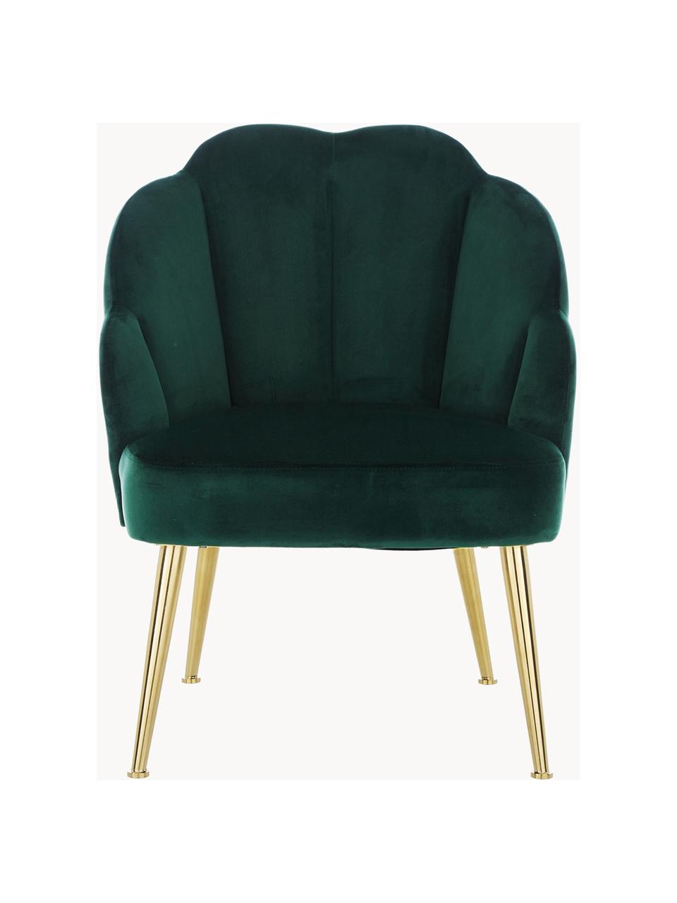 Sillón cóctel de terciopelo Helle, Tapizado: terciopelo (poliéster) Al, Patas: metal con pintura en polv, Terciopelo verde oscuro, An 65 x F 65 cm