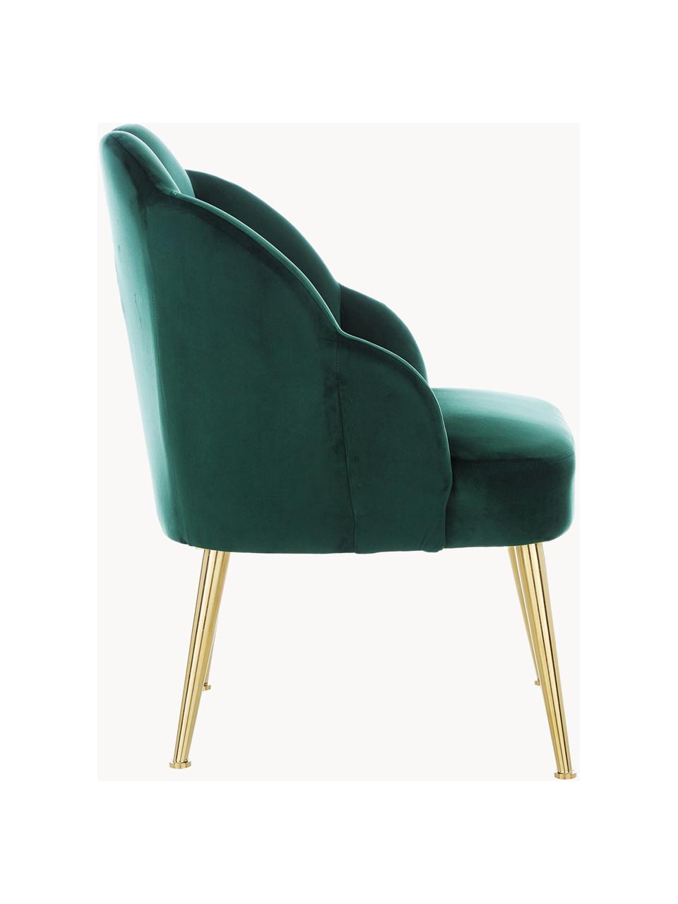 Fauteuil cocktail en velours Helle, Velours vert foncé, larg. 65 x prof. 65 cm