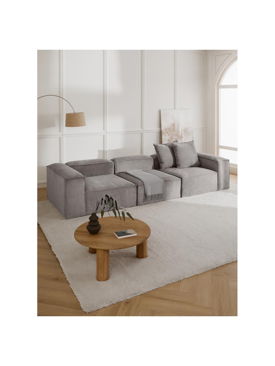 Modulárna pohovka z menčestru Lennon (4-miestna), Menčestrová sivá, Š 327 x H 119 cm