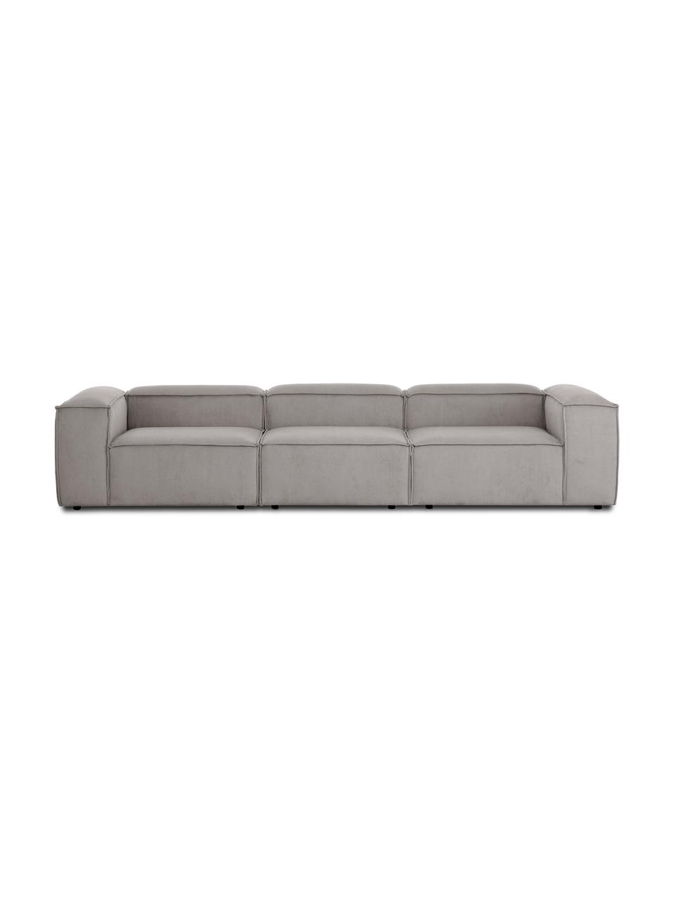 Modulaire bank Lennon (4-zits) van corduroy, Bekleding: corduroy (92% polyester, , Frame: massief grenenhout, multi, Poten: kunststof, Corduroy grijs, B 327 x H 119 cm