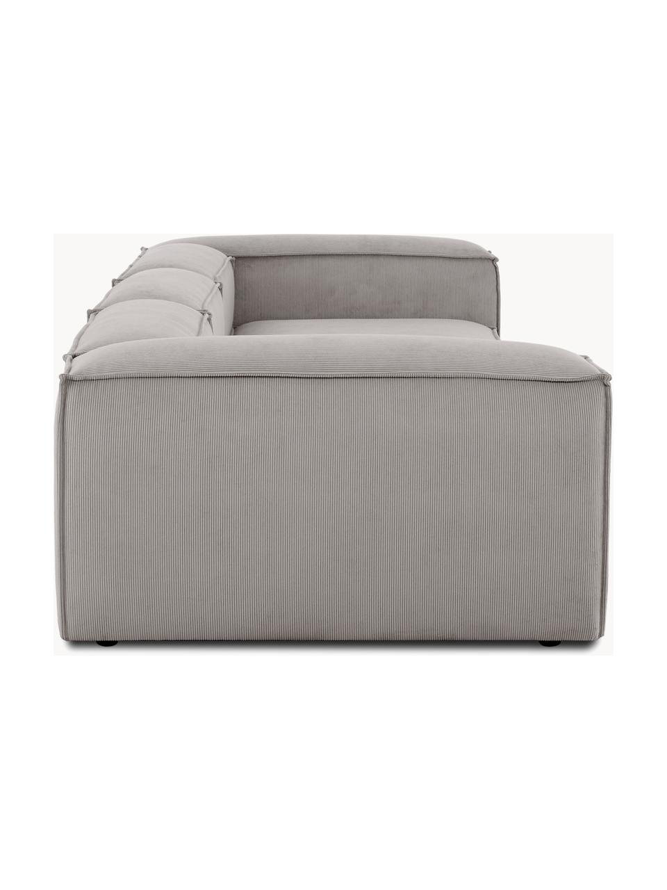 Modulares Sofa Lennon (4-Sitzer) aus Cord, Bezug: Cord (92 % Polyester, 8 %, Gestell: Massives Kiefernholz, Spe, Cord Grau, B 327 x T 119 cm