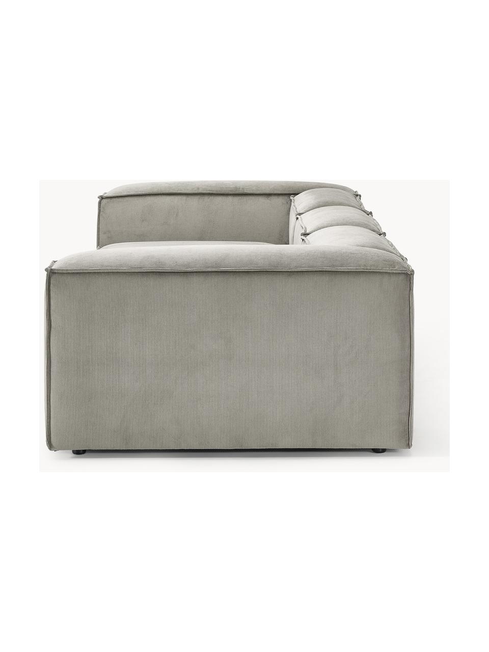 Canapé modulable 4 places en velours côtelé Lennon, Velours côtelé gris, larg. 327 x prof. 119 cm