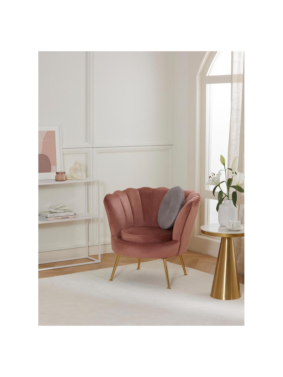 Fauteuil cocktail en velours Oyster, Velours vieux rose, larg. 81 x haut. 75 cm