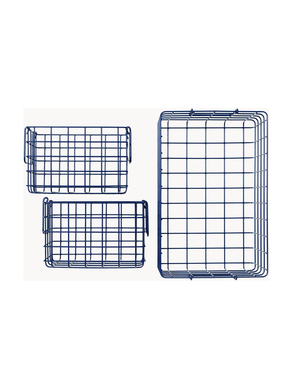 Opbergmanden The Baskets, set van 3, Staal, gepoedercoat, Donkerblauw, Set met verschillende formaten