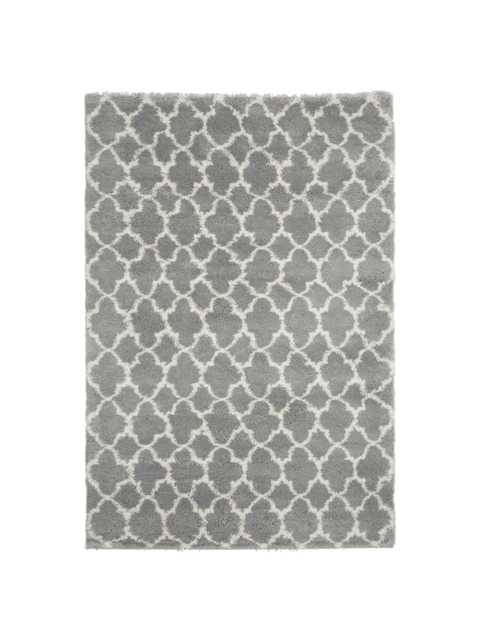 Hochflor-Teppich Mona in Grau/Creme, Flor: 100% Polypropylen, Grau, Cremeweiß, B 300 x L 400 cm (Größe XL)