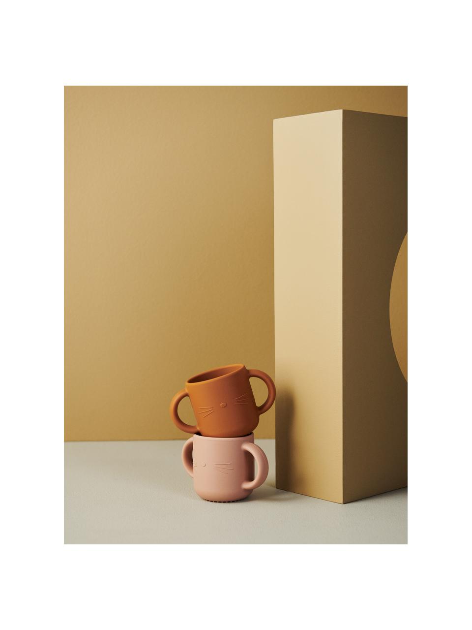 Komplet kubków dla dzieci Gene, 2 elem., 100% silikon, Brudny różowy, pomarańczowy, Ø 7 x W 7 cm, 160 ml