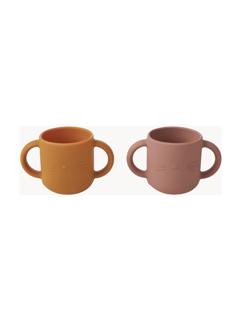 Tasses pour enfant Gene, 2 élém., 100 % silicone, Brun clair, vieux rose, Ø 7 x haut. 7 cm, 160 ml