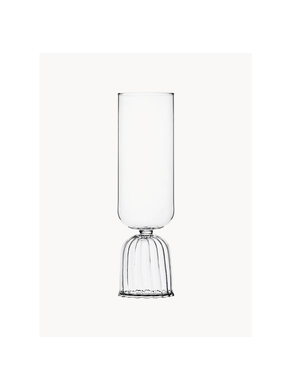 Ručne vyrobené poháre na šampanské Tutu, 2 ks, Borosilikátové sklo, Priehľadná, Ø 6 x V 20 cm, 250 ml