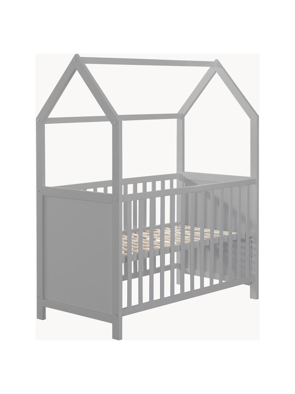 Höhenverstellbares Kinder-Hausbett Style, verschiedene Größen, Rahmen: Schichtholz, Mitteldichte, Grau, B 60 x L 120 cm