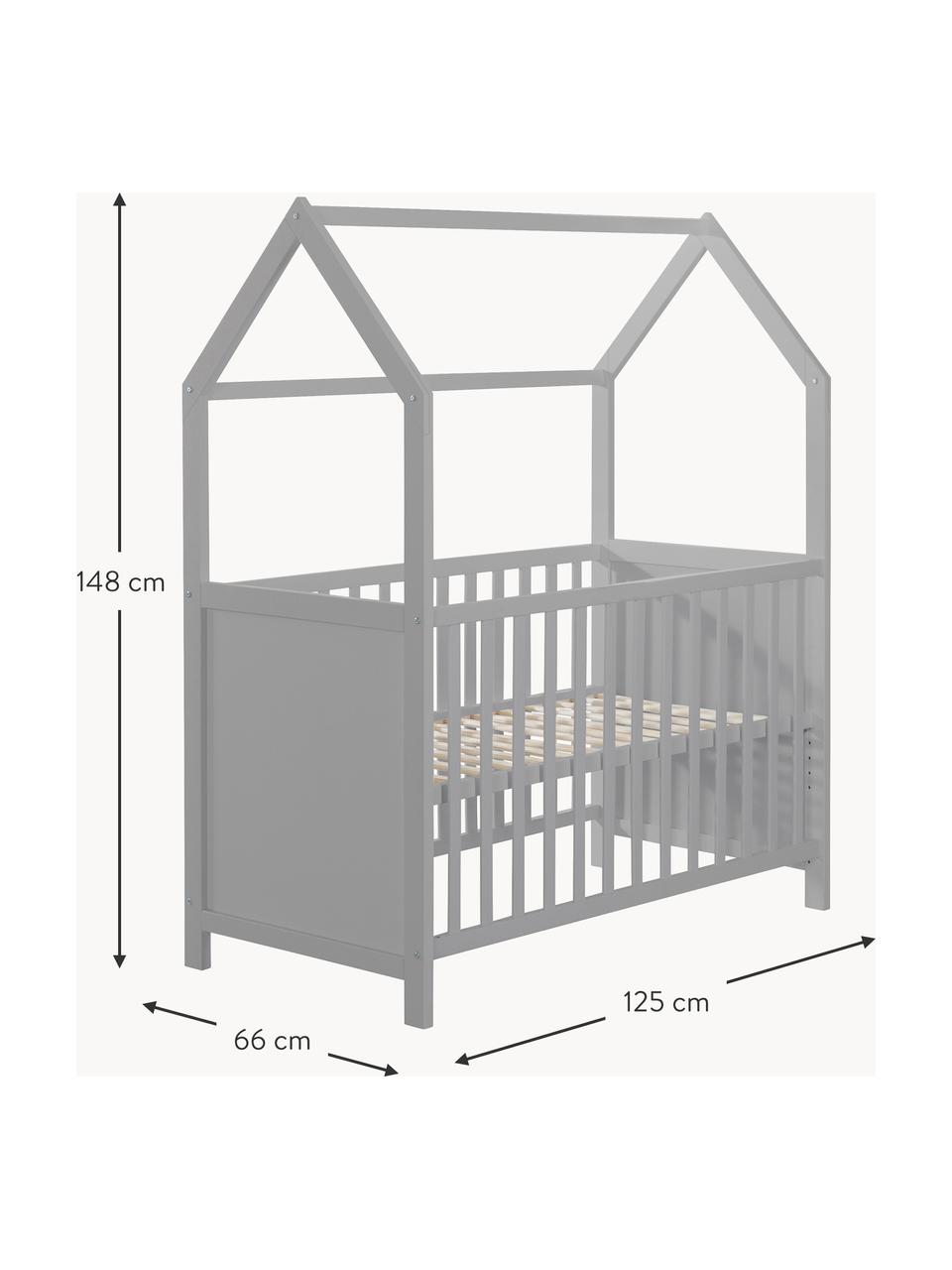 Höhenverstellbares Kinder-Hausbett Style, in verschiedenen Größen, Rahmen: Schichtholz, Mitteldichte, Grau, B 60 x L 120 cm