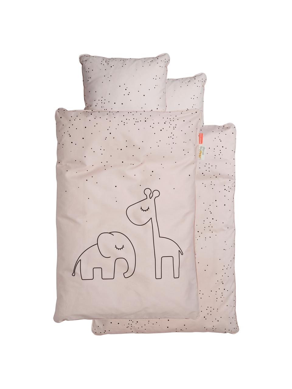 Biancheria da letto Dreamy Dots, 100% cotone, certificato Oeko-Tex, Rosa, 100 x 140 cm + 1 cuscino 40 x 60 cm