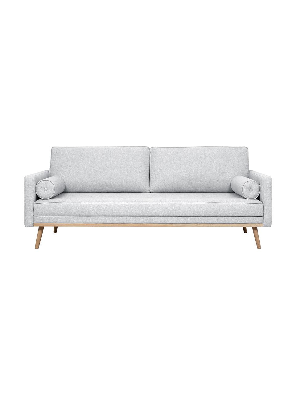 Sofa Saint (3-Sitzer) in Hellgrau mit Eichenholz-Füßen, Bezug: Polyester Der hochwertige, Gestell: Massives Kiefernholz, Spa, Webstoff Hellgrau, B 210 x T 93 cm