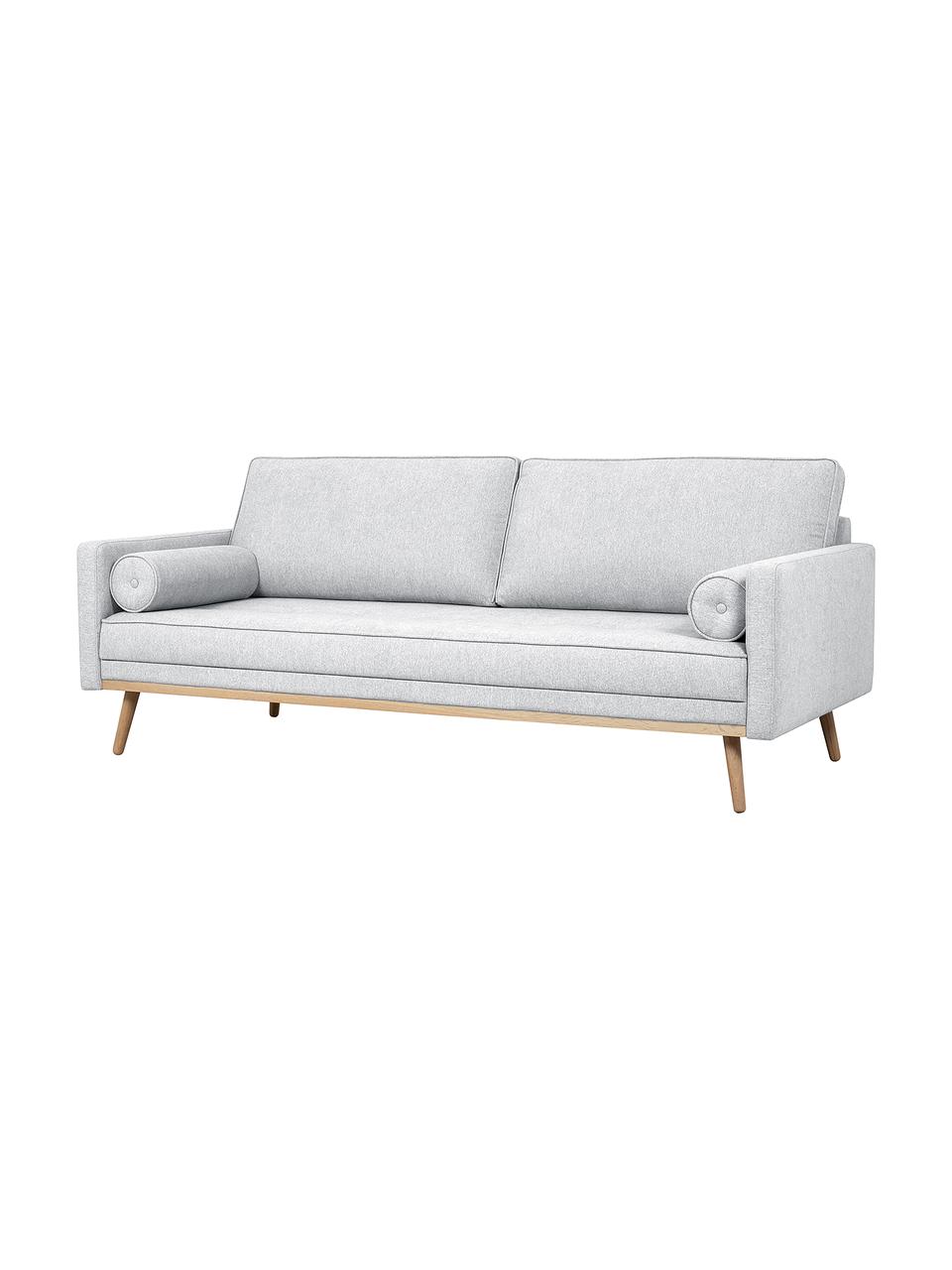 Sofa Saint (3-Sitzer) in Hellgrau mit Eichenholz-Füßen, Bezug: Polyester Der hochwertige, Gestell: Massives Kiefernholz, Spa, Webstoff Hellgrau, B 210 x T 93 cm