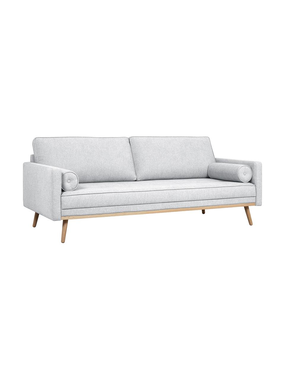 Sofa z nogami z drewna dębowego Saint (3-osobowa), Tapicerka: poliester Dzięki tkaninie, Jasnoszara tkanina, S 210 x G 93 cm