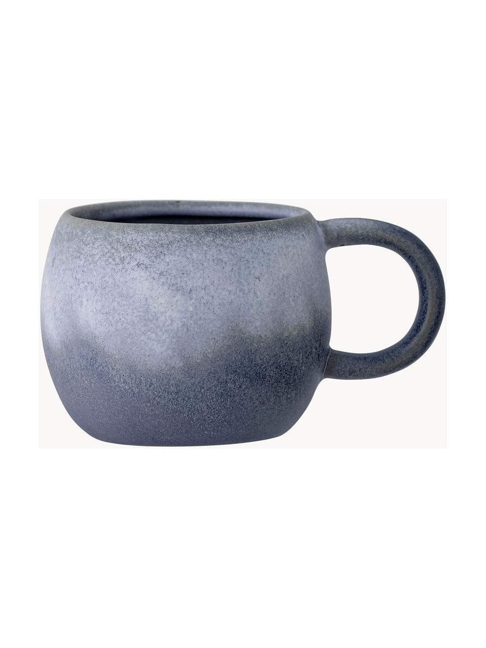 Handgemachte Tasse Elia mit reaktiver Glasur, Steingut, Graublautöne, Ø 11 x H 9 cm, 480 ml