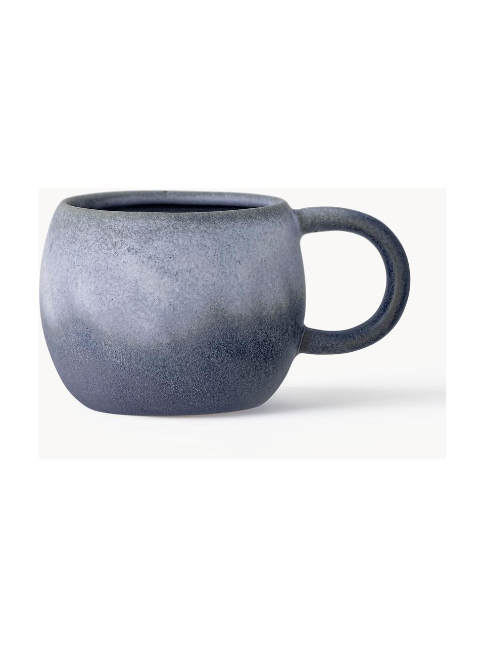 Handgemachte Tasse Elia mit reaktiver Glasur, Steingut, Graublautöne, Ø 11 x H 9 cm, 480 ml