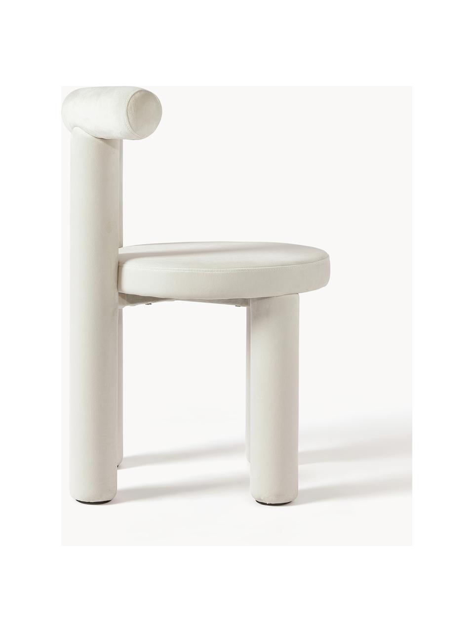 Sametová čalouněná židle Calan, Krémově bílá, Š 55 cm, H 52 cm