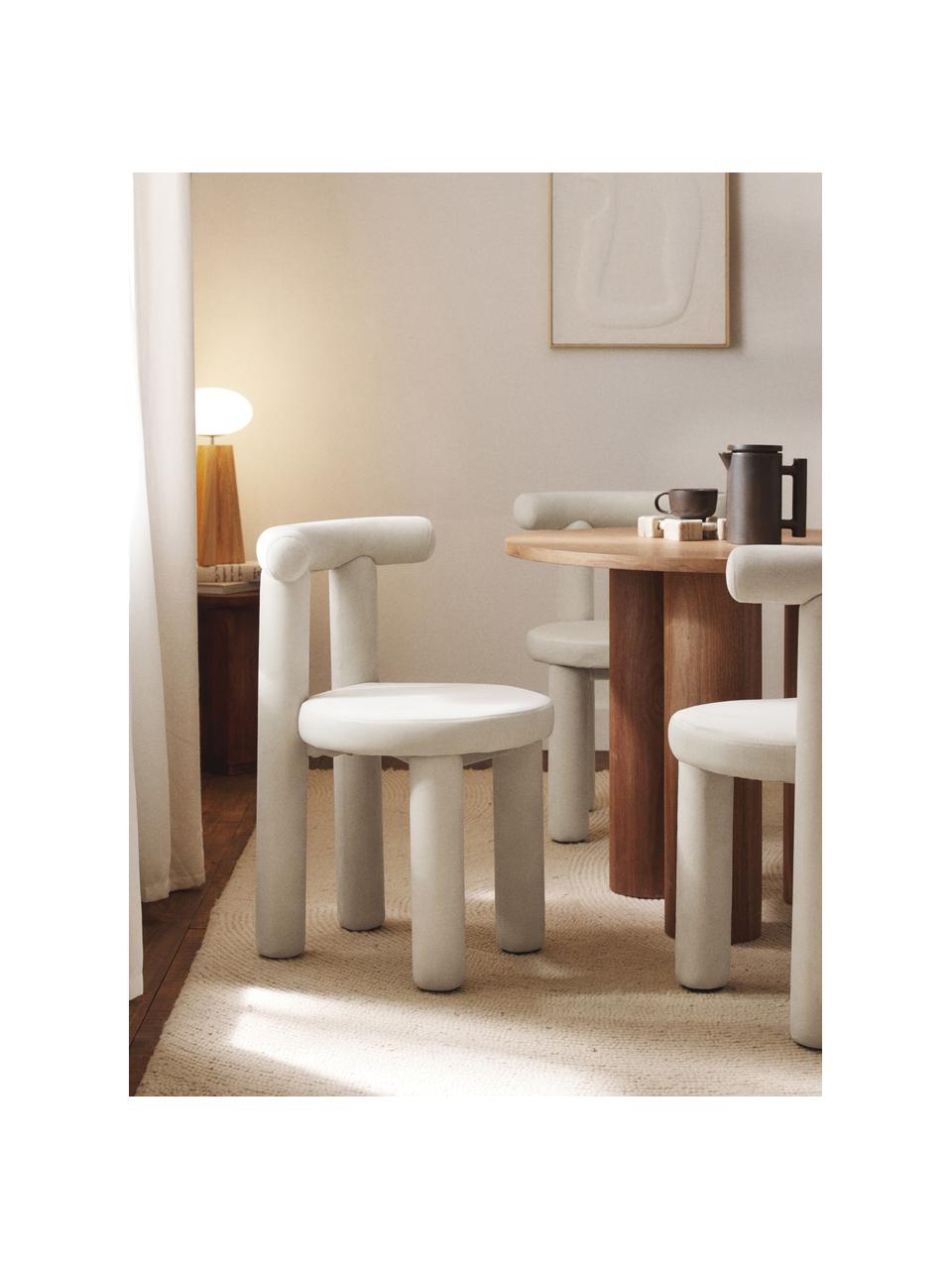 Fluwelen stoel Calan, Bekleding: 100 % polyester (fluweel), Frame: metaal, Fluweel crèmewit, B 55 x D 52 cm