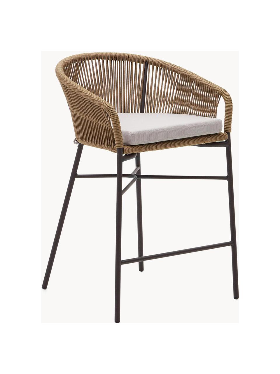 Tabourets de bar de jardin Yanet, 2 pièces, Tissu beige clair, beige, larg. 55 x haut. 85 cm