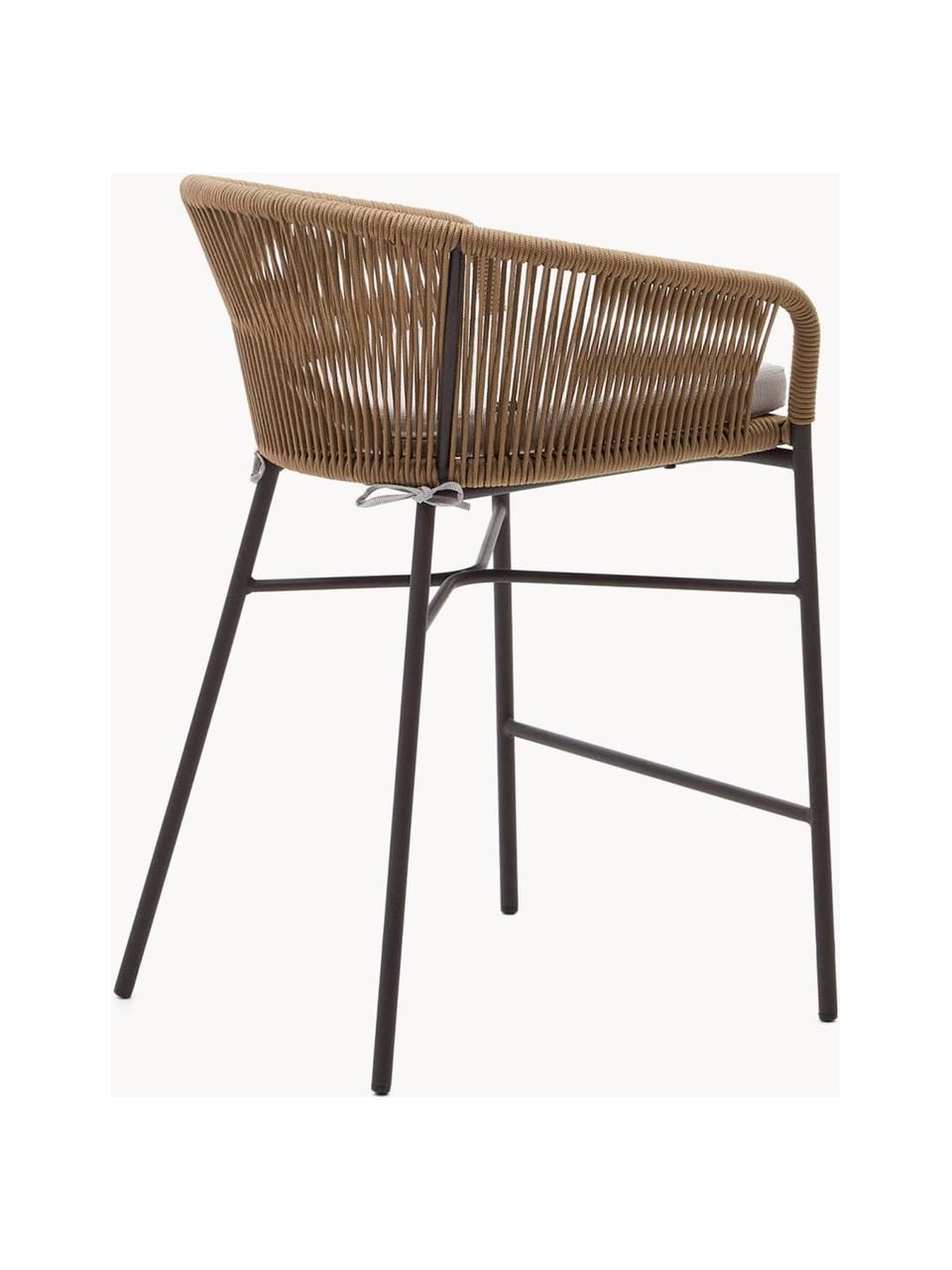 Tabourets de bar de jardin Yanet, 2 pièces, Tissu beige clair, beige, larg. 55 x haut. 85 cm