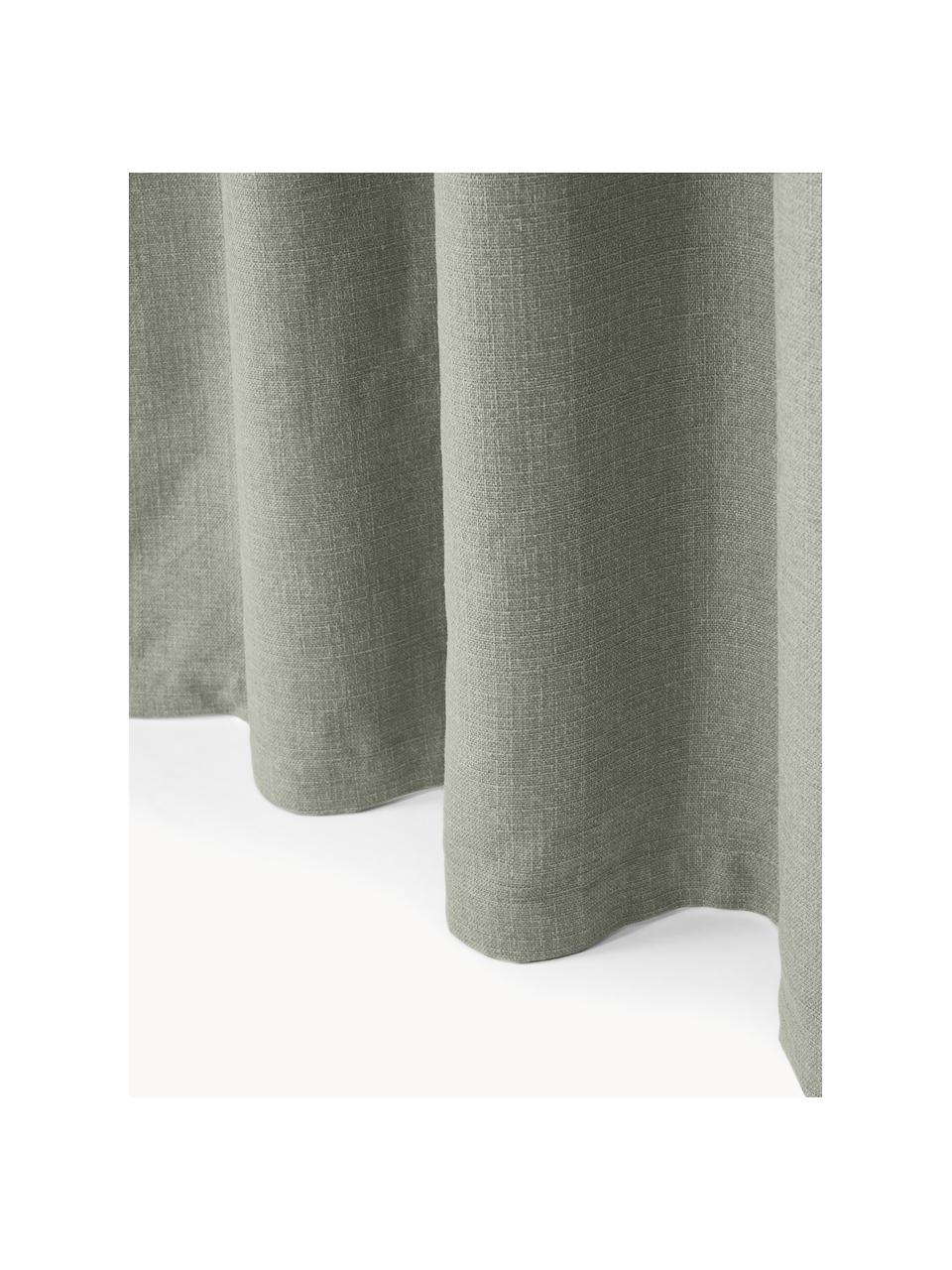 Blickdichter Vorhang Jensen mit Multiband, 2 Stück, 95 % Polyester, 5 % Nylon, Olivgrün, B 130 x L 260 cm