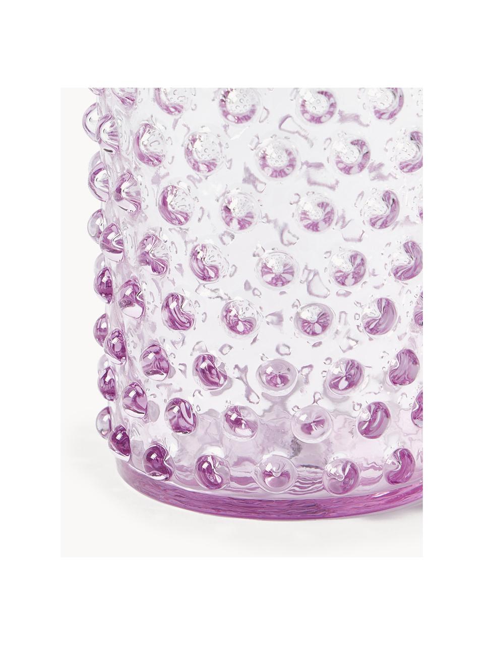 Mundgeblasene Wassergläser Hobnail, 6 Stück, Glas, mundgeblasen, Lila, transparent, Ø 7 x H 11 cm, 200 ml